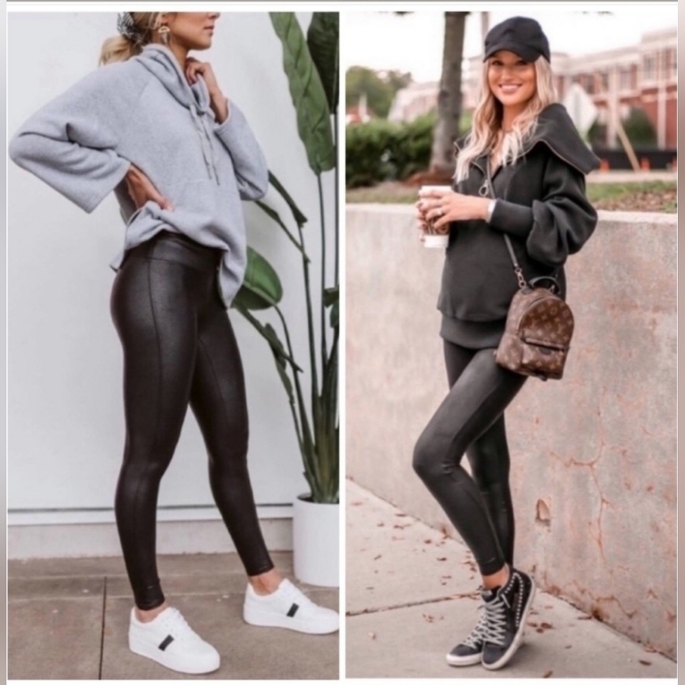 SPANX Black Faux Leather Leggings